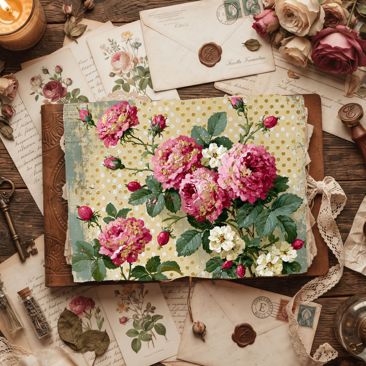 Pink & Gold Shabby Chic Journal Paper