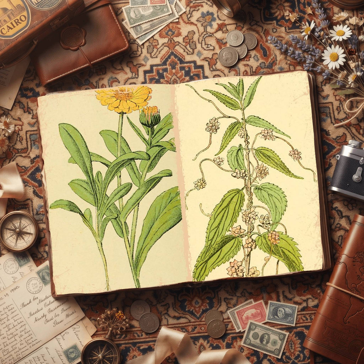 Botanical printable junk journal paper, page preview 41