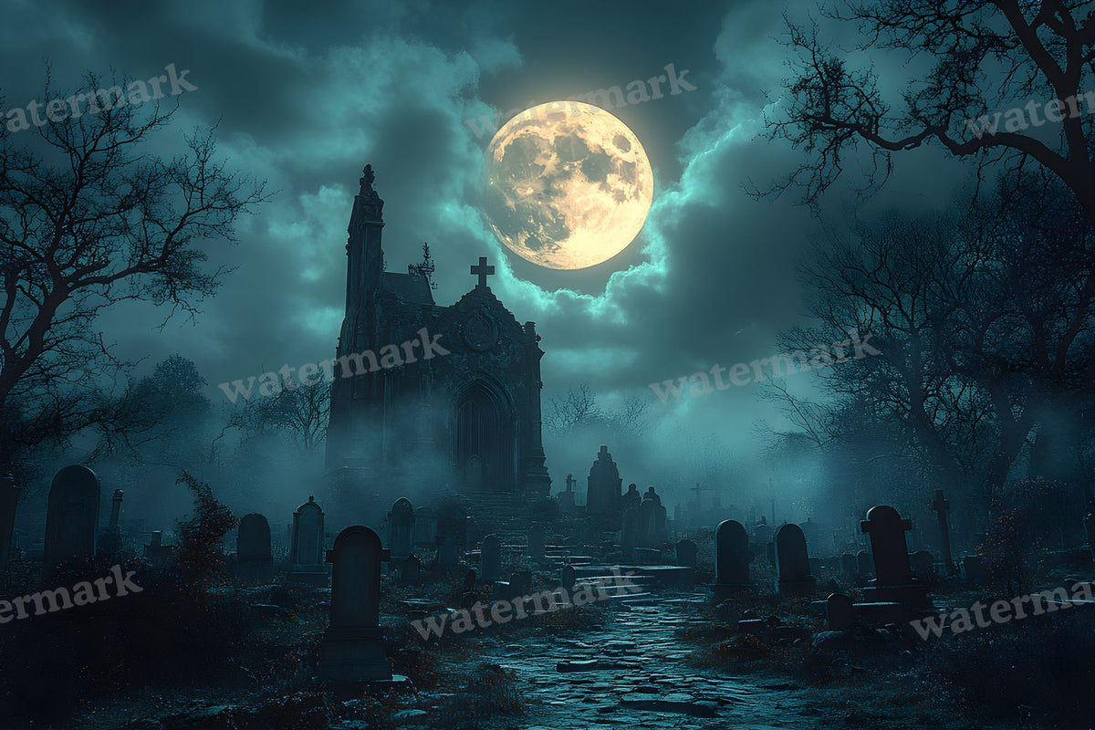 Moonlit Graveyard Backdrop Images