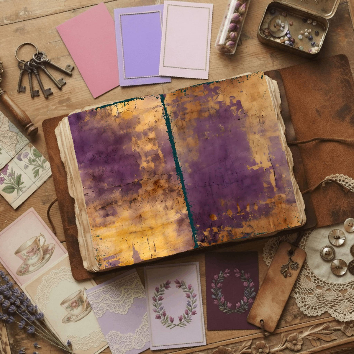 Regal Damask printable junk journal paper, page preview 41