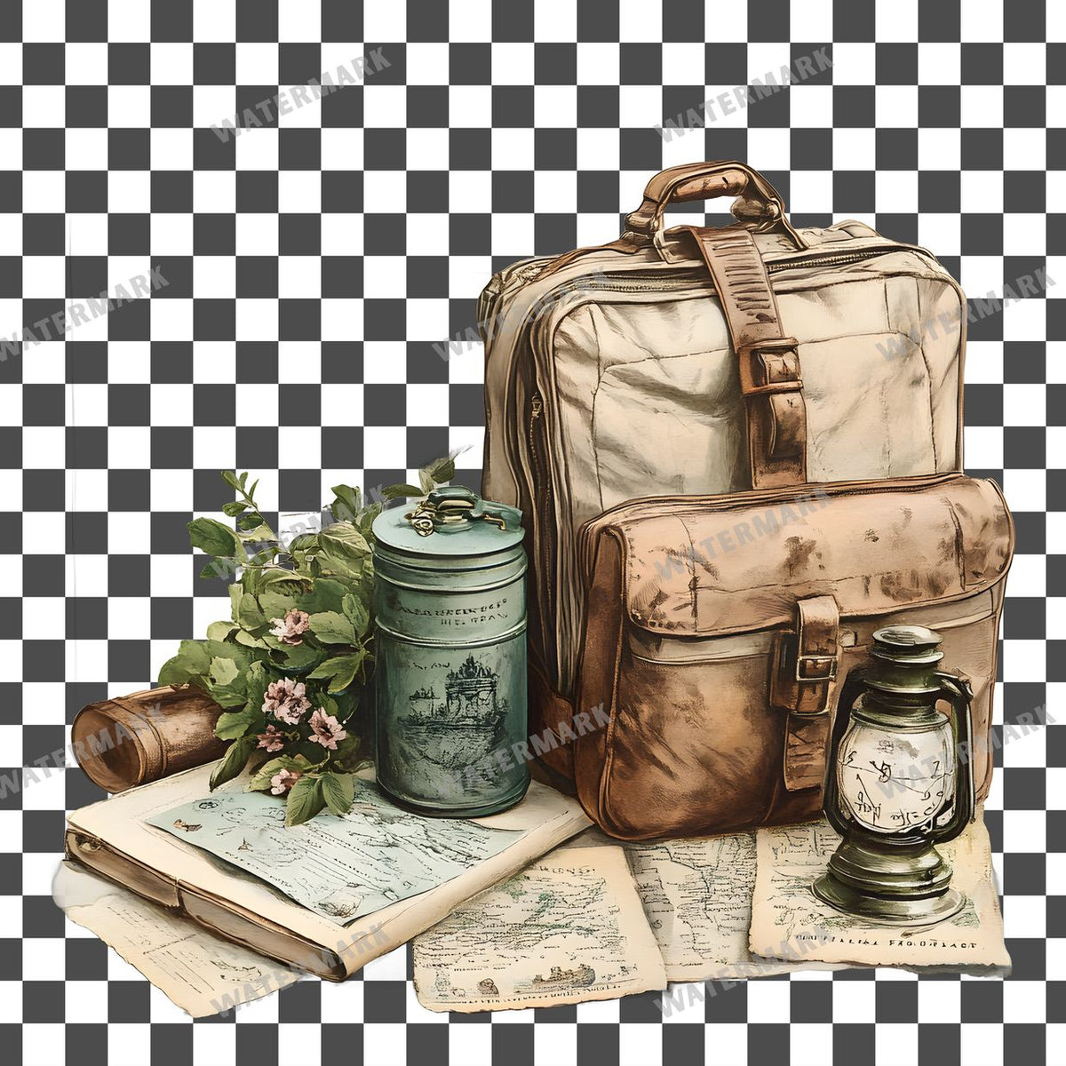 Travel Vintage Style Clipart Pngs