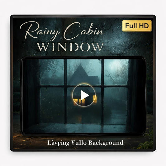 Animated Background Rainy Cottage Window | Seamless Loop Video, Spooky Window Scene | Halloween Digital Video Background