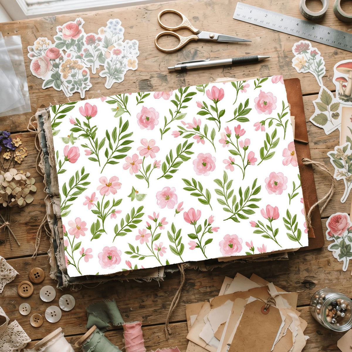 Pastel Pink & Green Watercolor Pattern