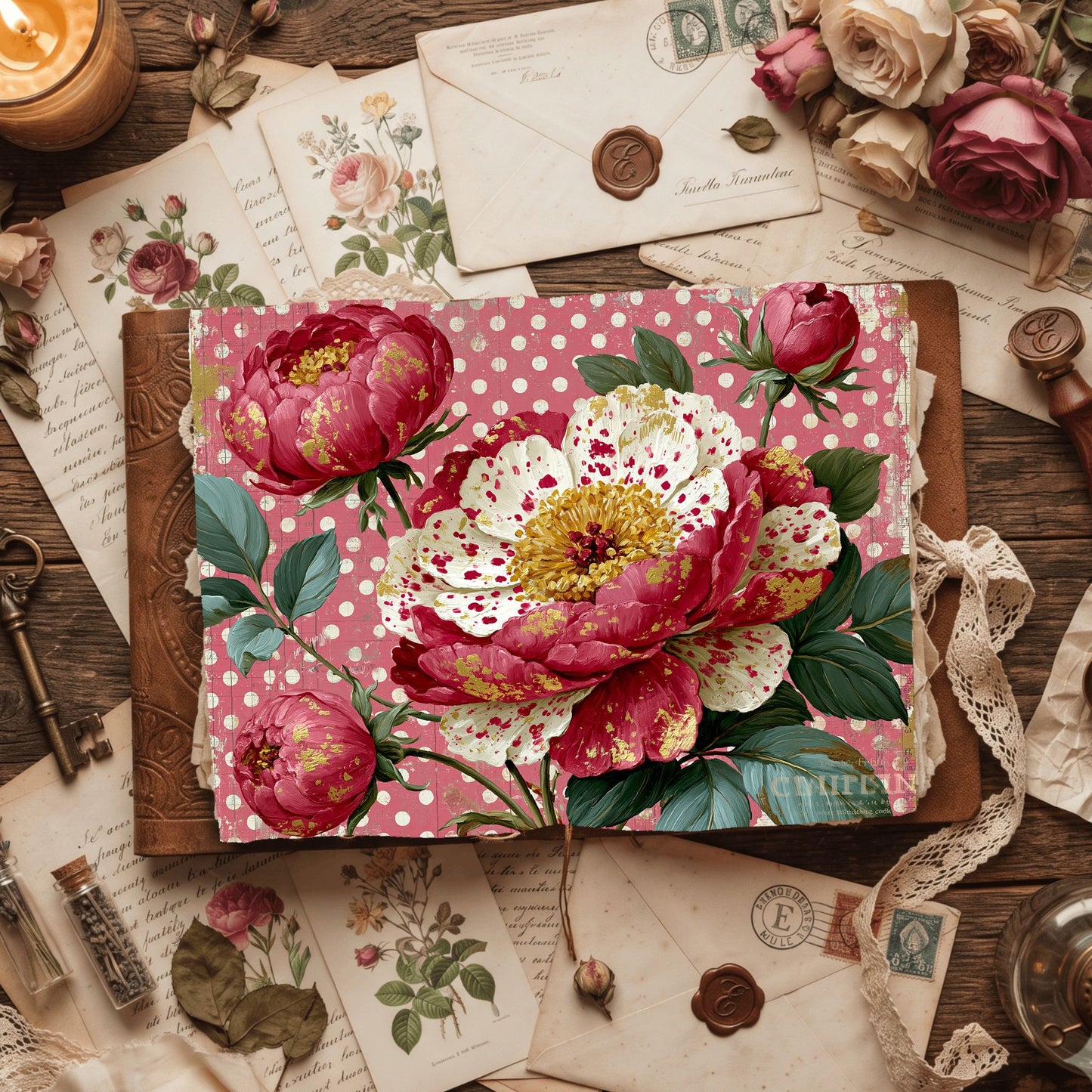 Pink & Gold Shabby Chic Journal Paper
