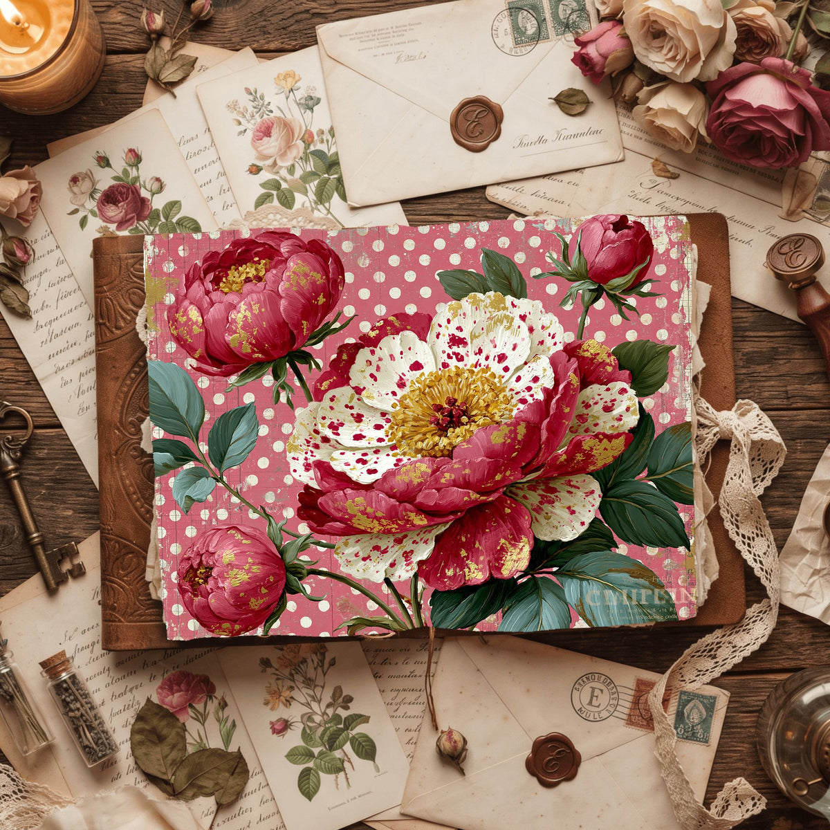 Pink & Gold Shabby Chic Journal Paper