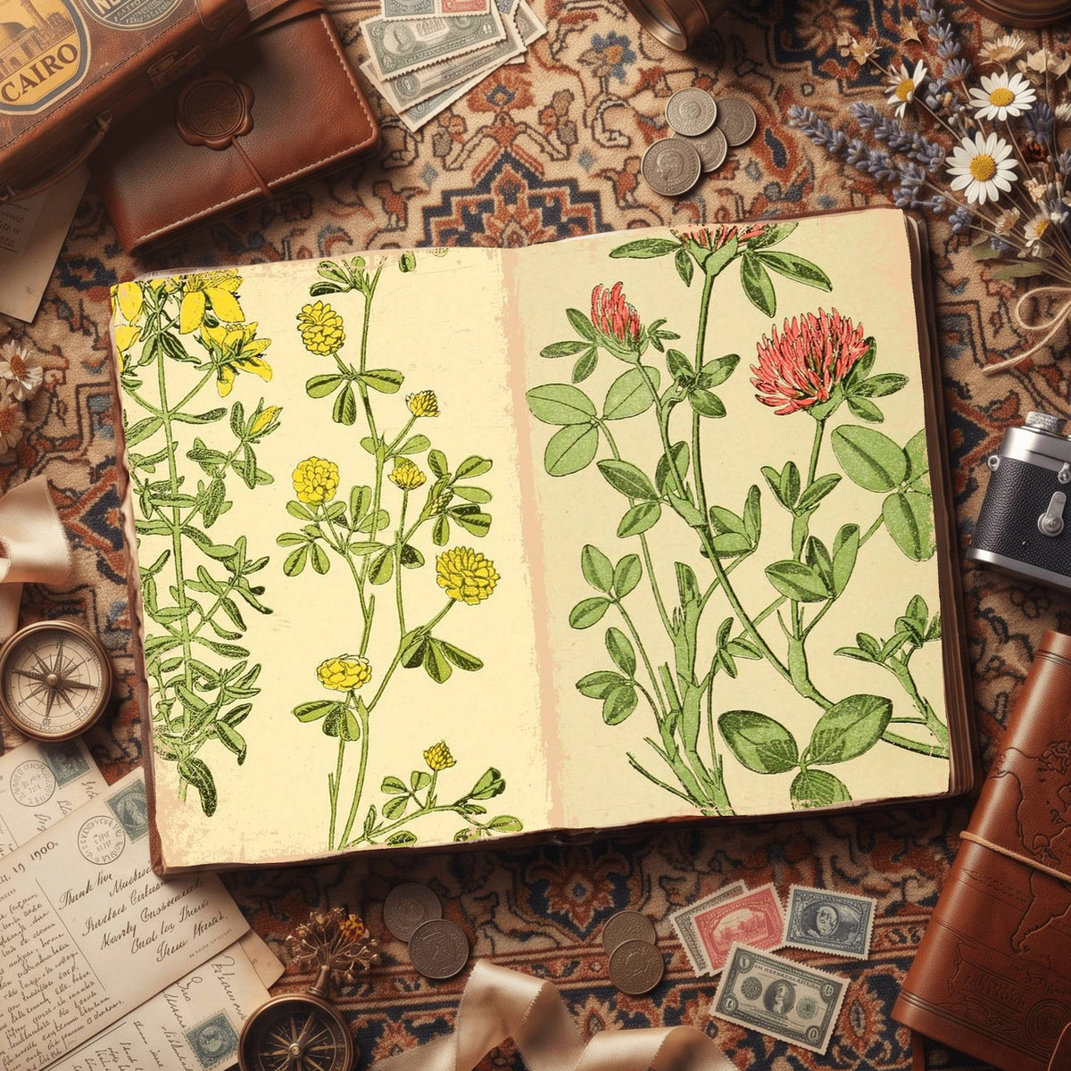 Botanical printable junk journal paper, page preview 42