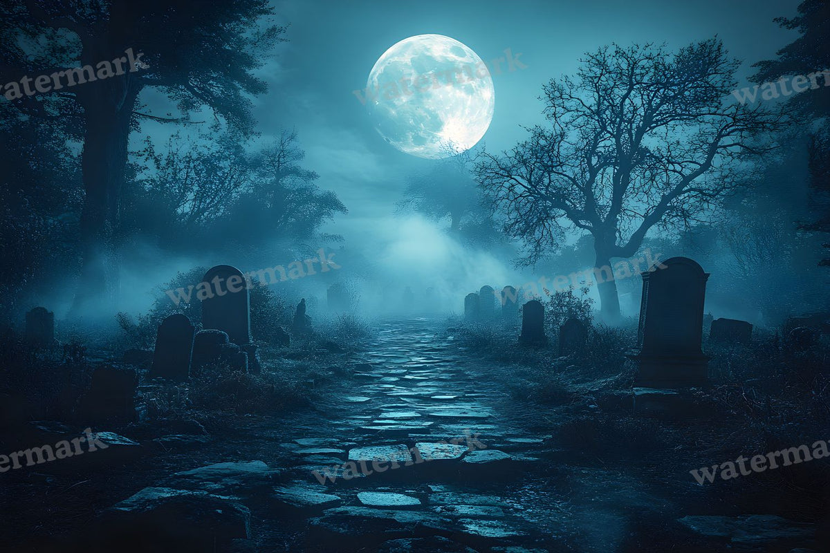 Moonlit Graveyard Backdrop Images