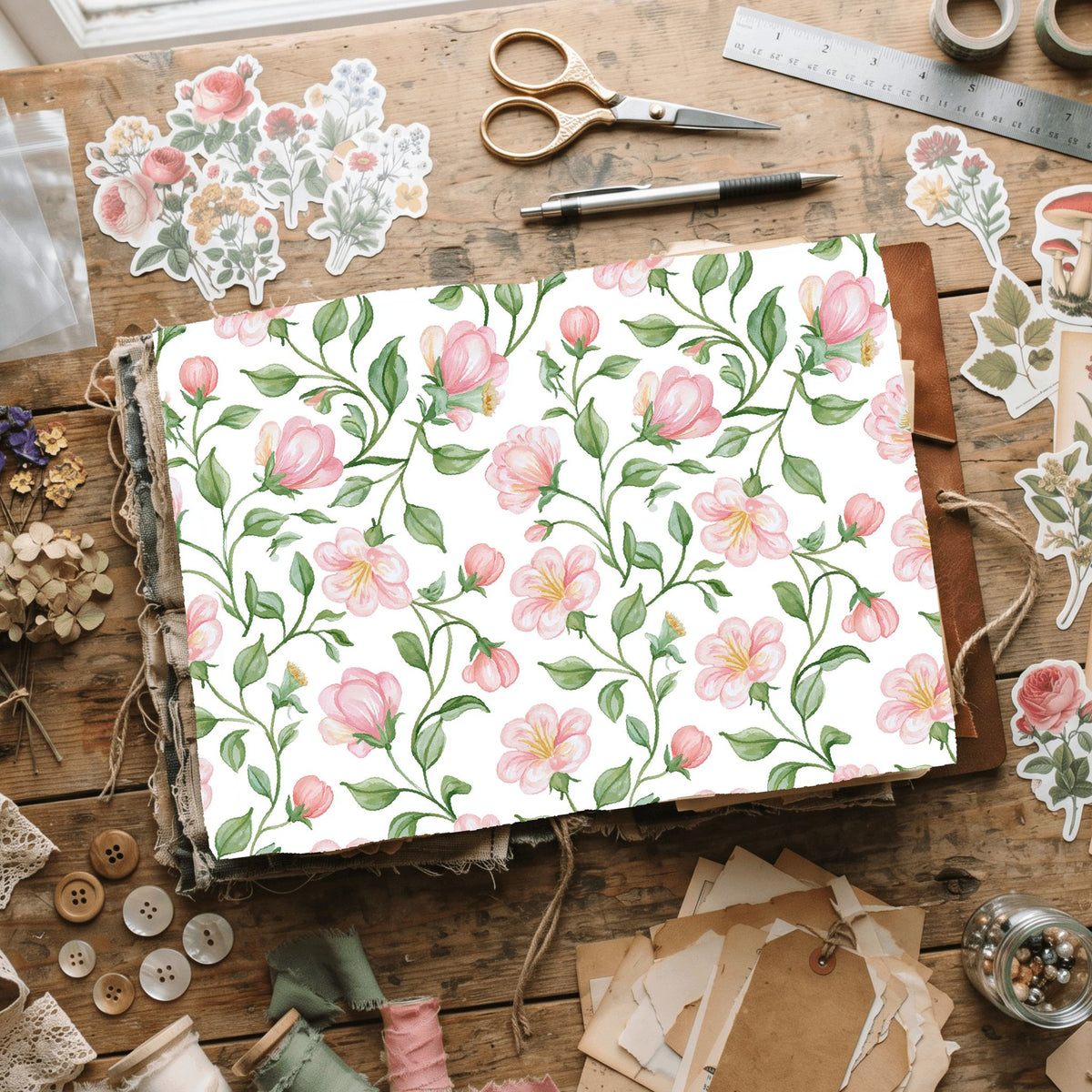 Pastel Pink & Green Watercolor Pattern