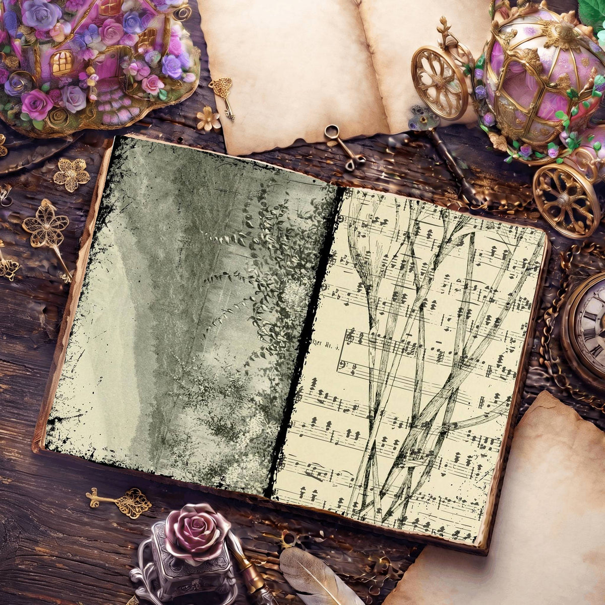 Botanical Sketches Digital Papers