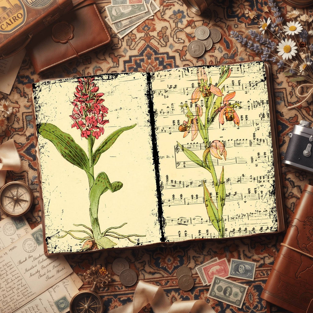 Botanical printable junk journal paper, page preview 43
