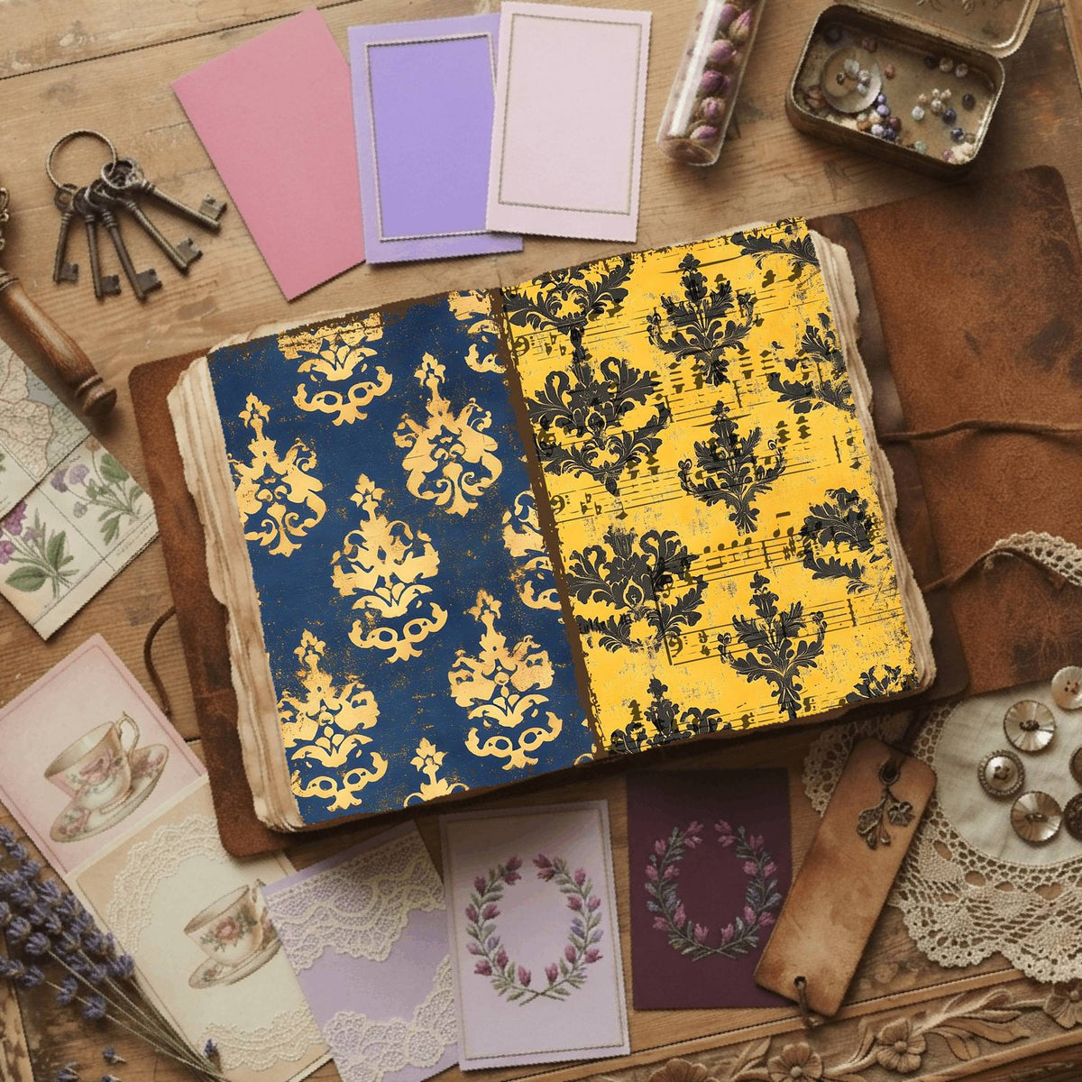 Regal Damask printable junk journal paper, page preview 43