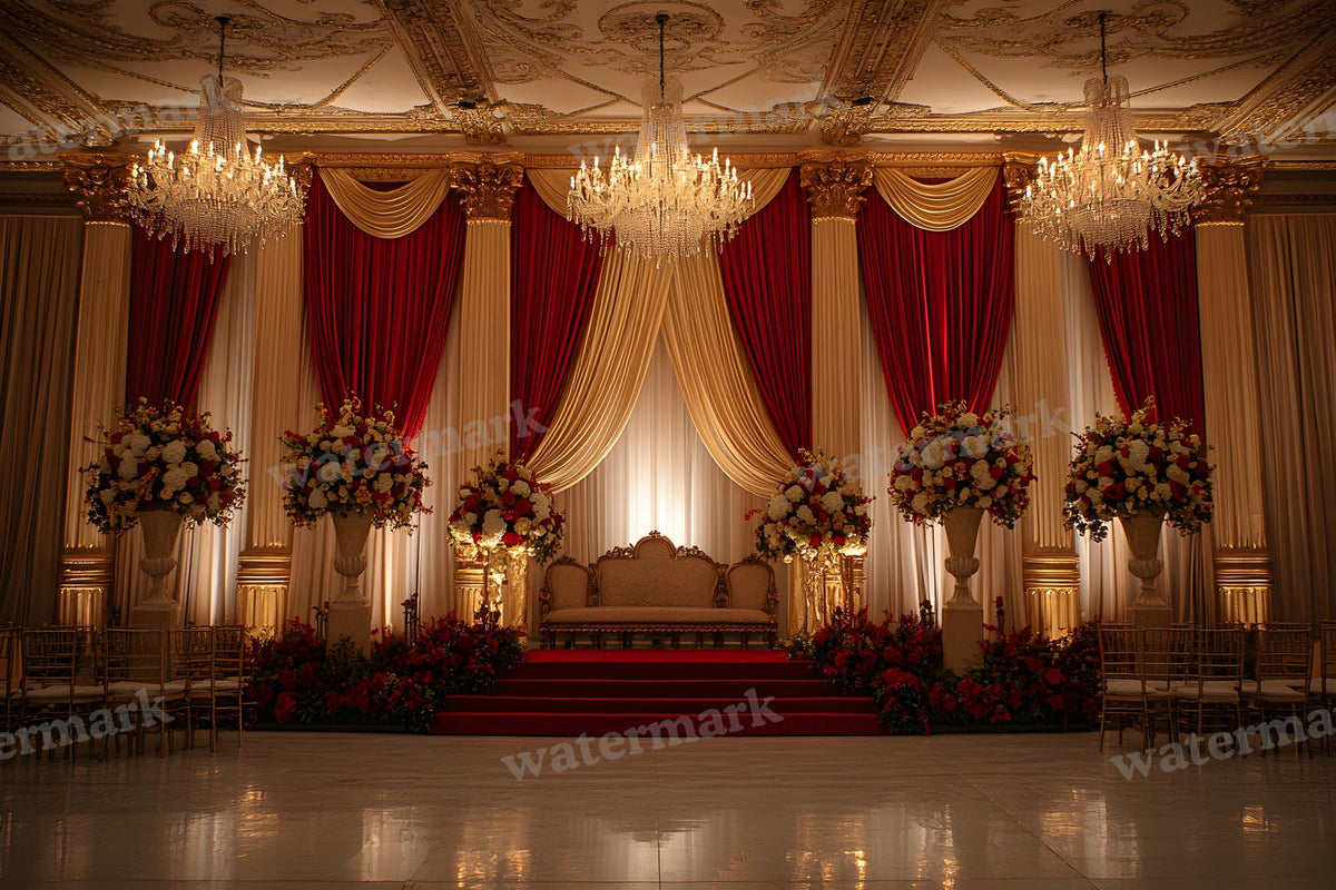 Opulent Wedding Ballroom digital photo backdrop for photo editing, preview 43