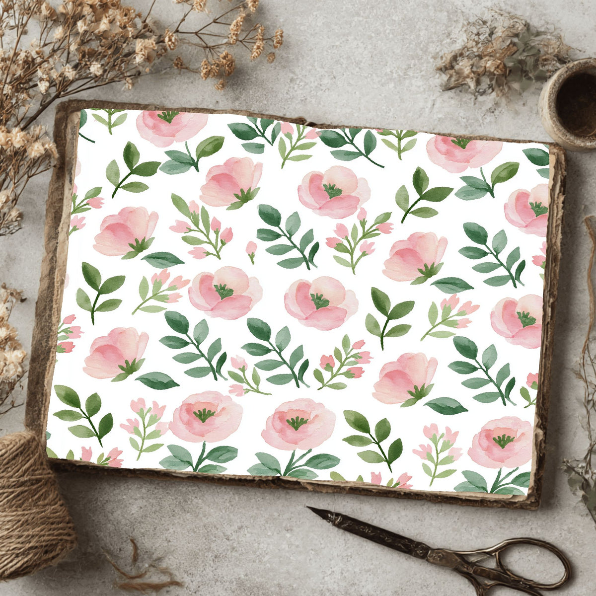 Pastel Pink & Green Watercolor Pattern