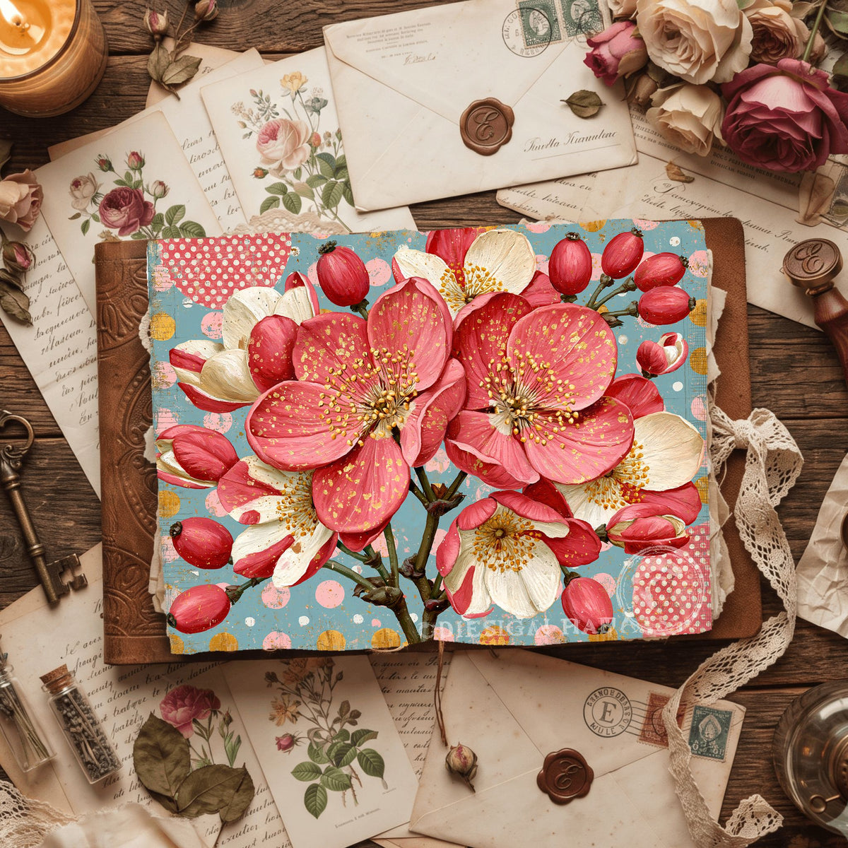 Pink & Gold Shabby Chic Journal Paper