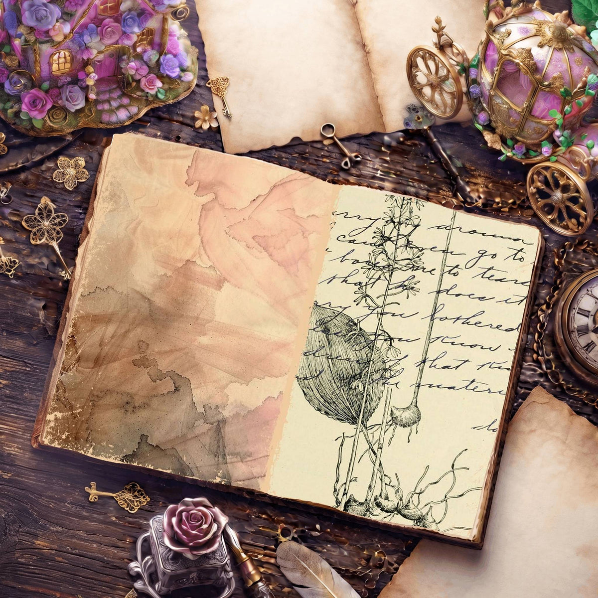 Botanical Sketches Digital Papers