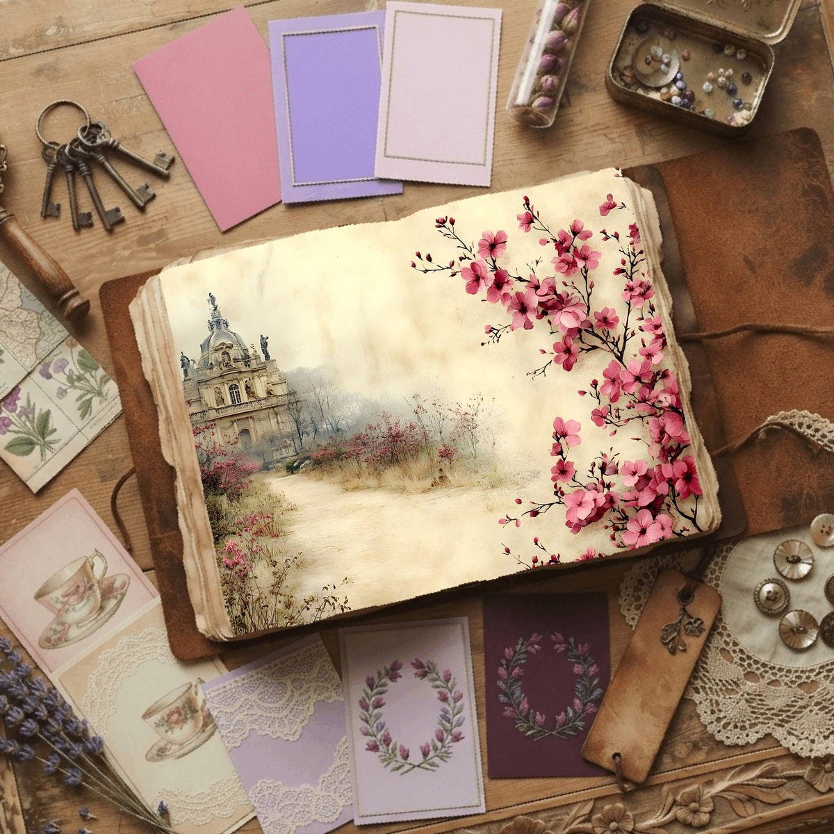 Royal Gardens printable junk journal paper, page preview 44