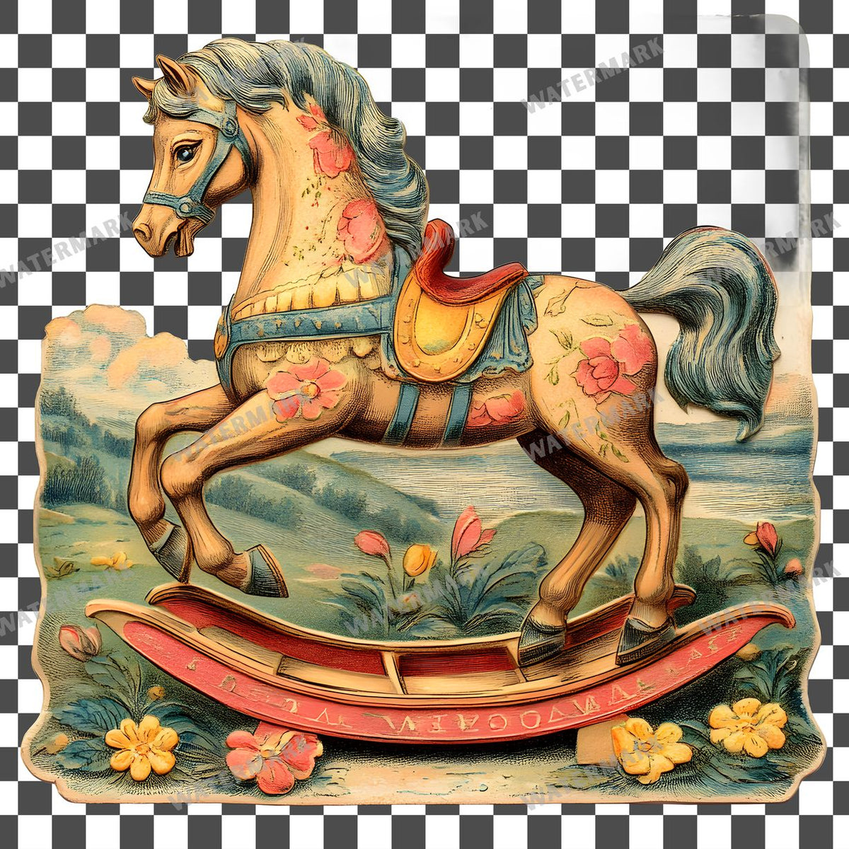 Wooden Rockin Vintage Style Clipart Pngs