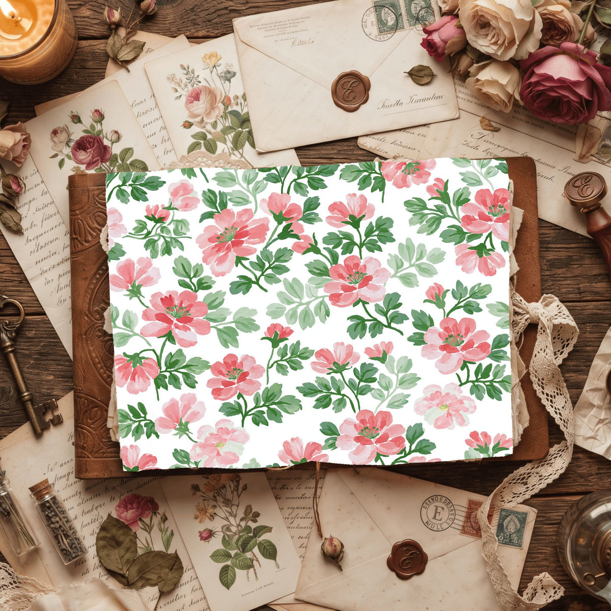 Pastel Pink & Green Watercolor Pattern