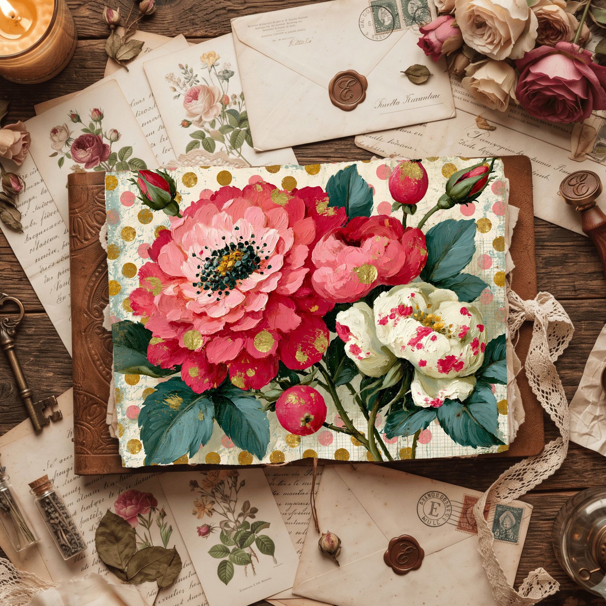 Pink & Gold Shabby Chic Journal Paper