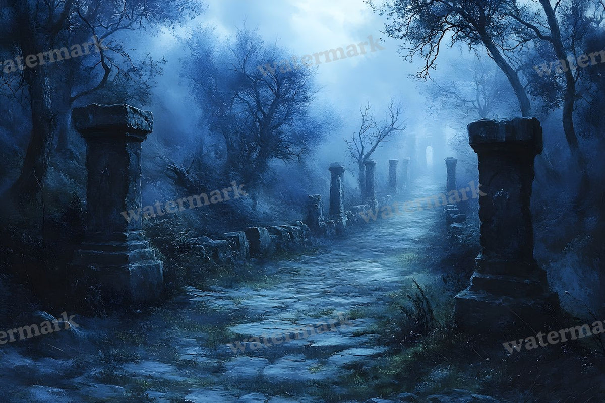 Spooky Forest digital photo backdrop for photo editing, preview 44