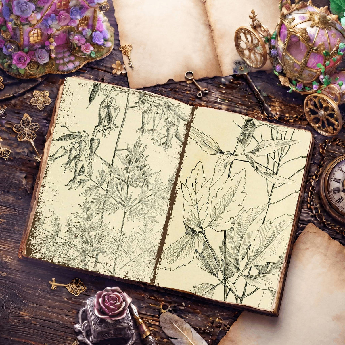 Botanical Sketches Digital Papers