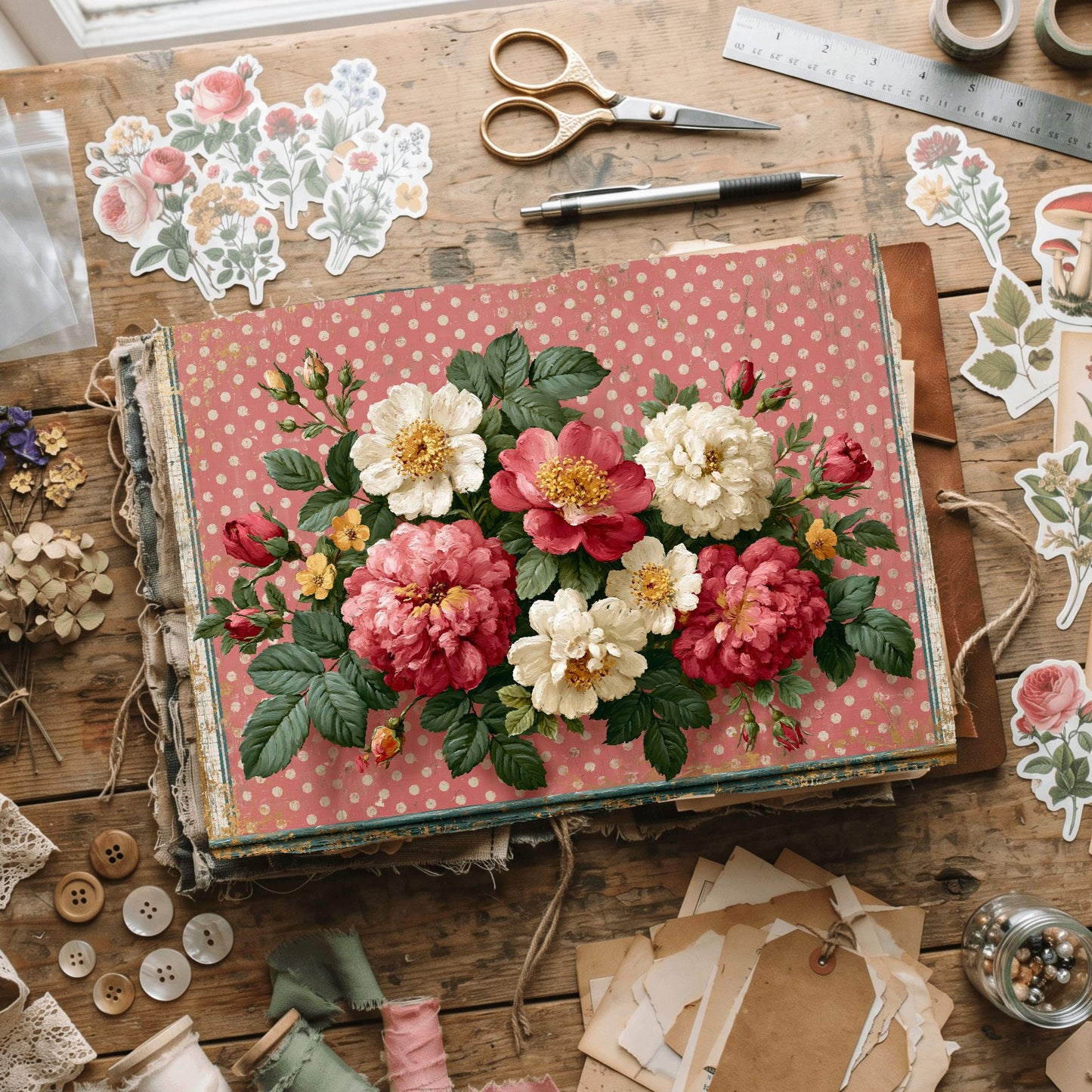 Pink & Gold Shabby Chic Journal Paper