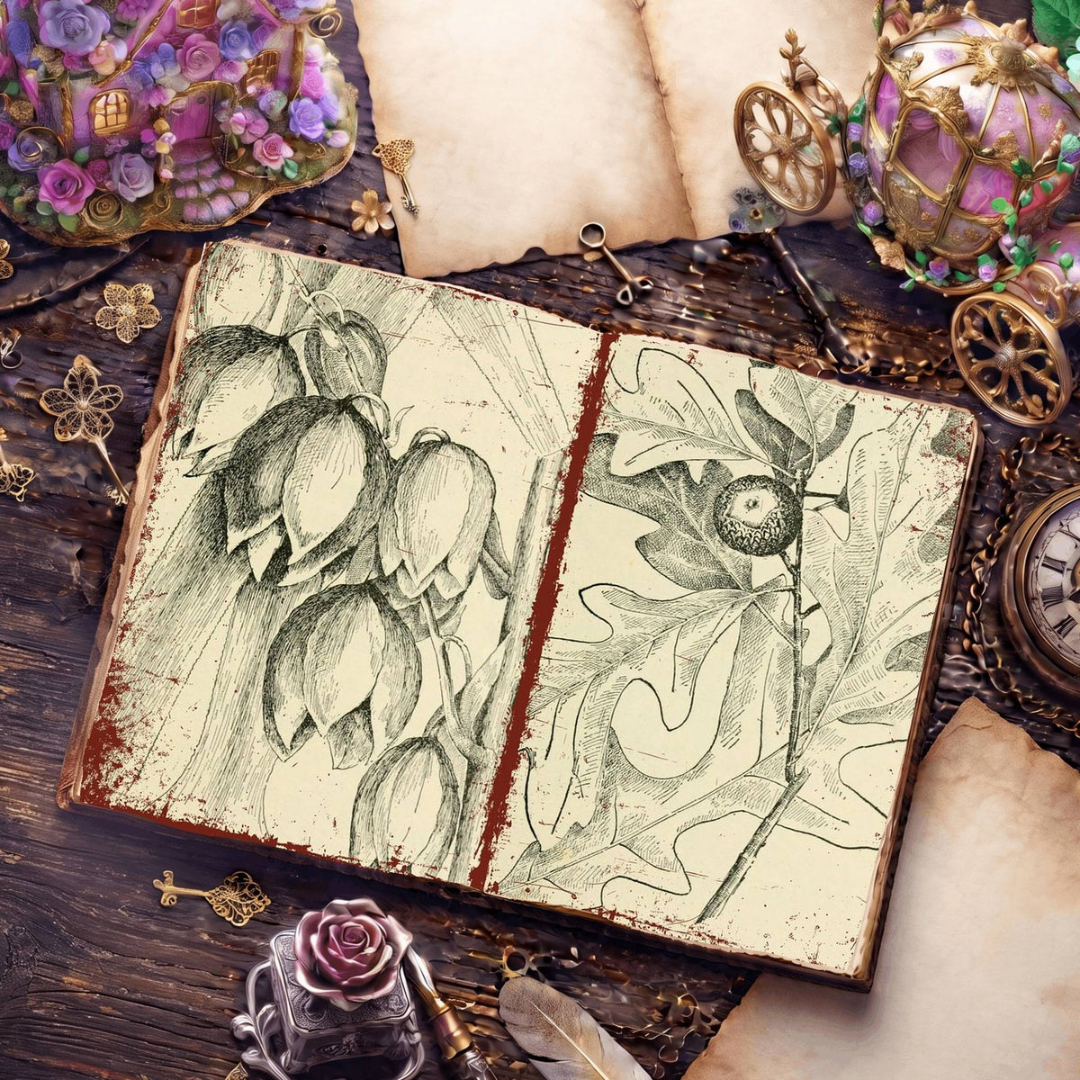 Botanical Sketches Digital Papers
