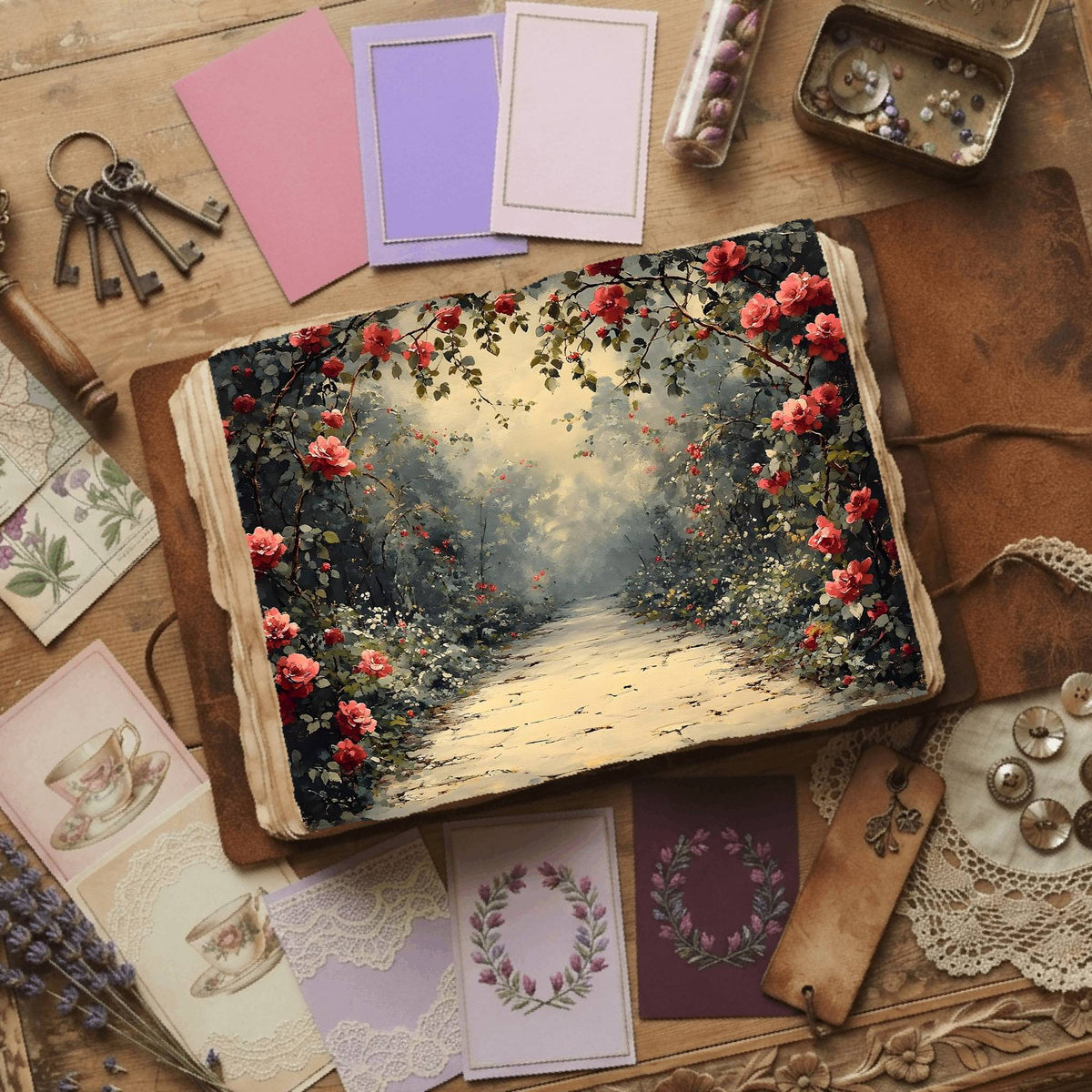 Royal Gardens printable junk journal paper, page preview 46