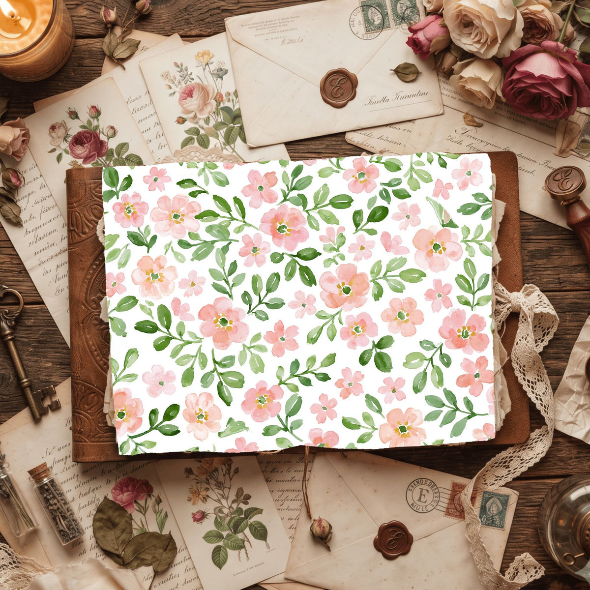 Pastel Pink & Green Watercolor Pattern