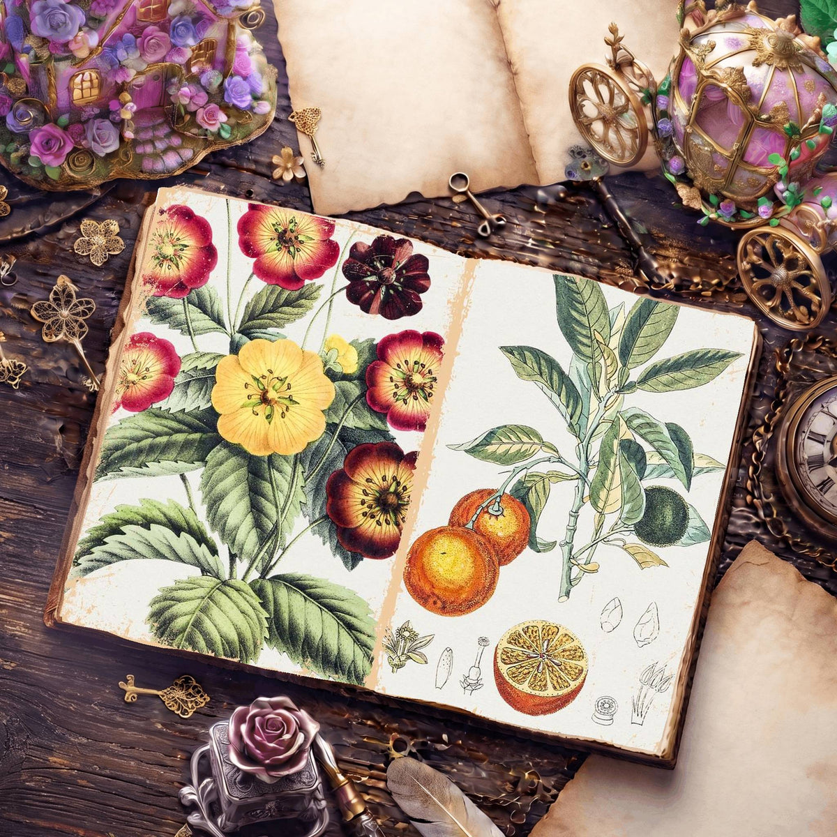 Botanical Illustrations Digital Papers