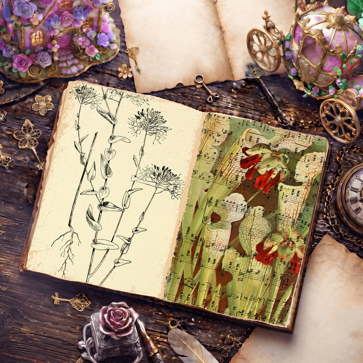 Botanical Sketches Digital Papers