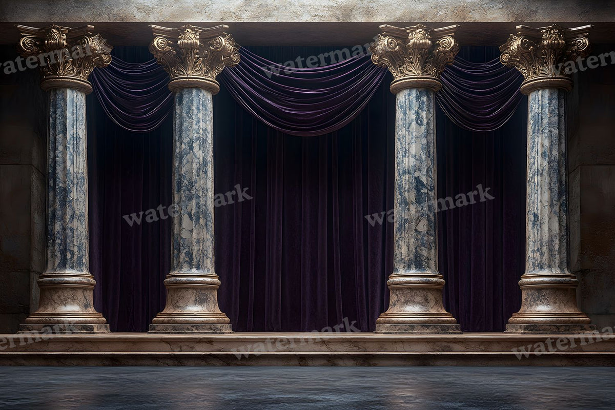 Baroque Marble Columns digital photo backdrop for photo editing, preview 48