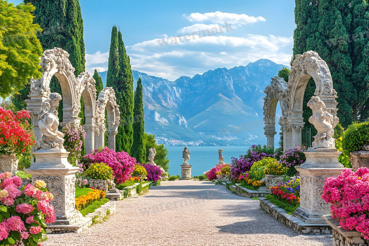 Baroque Marble Garden digital photo backdrop for photo editing, preview 48