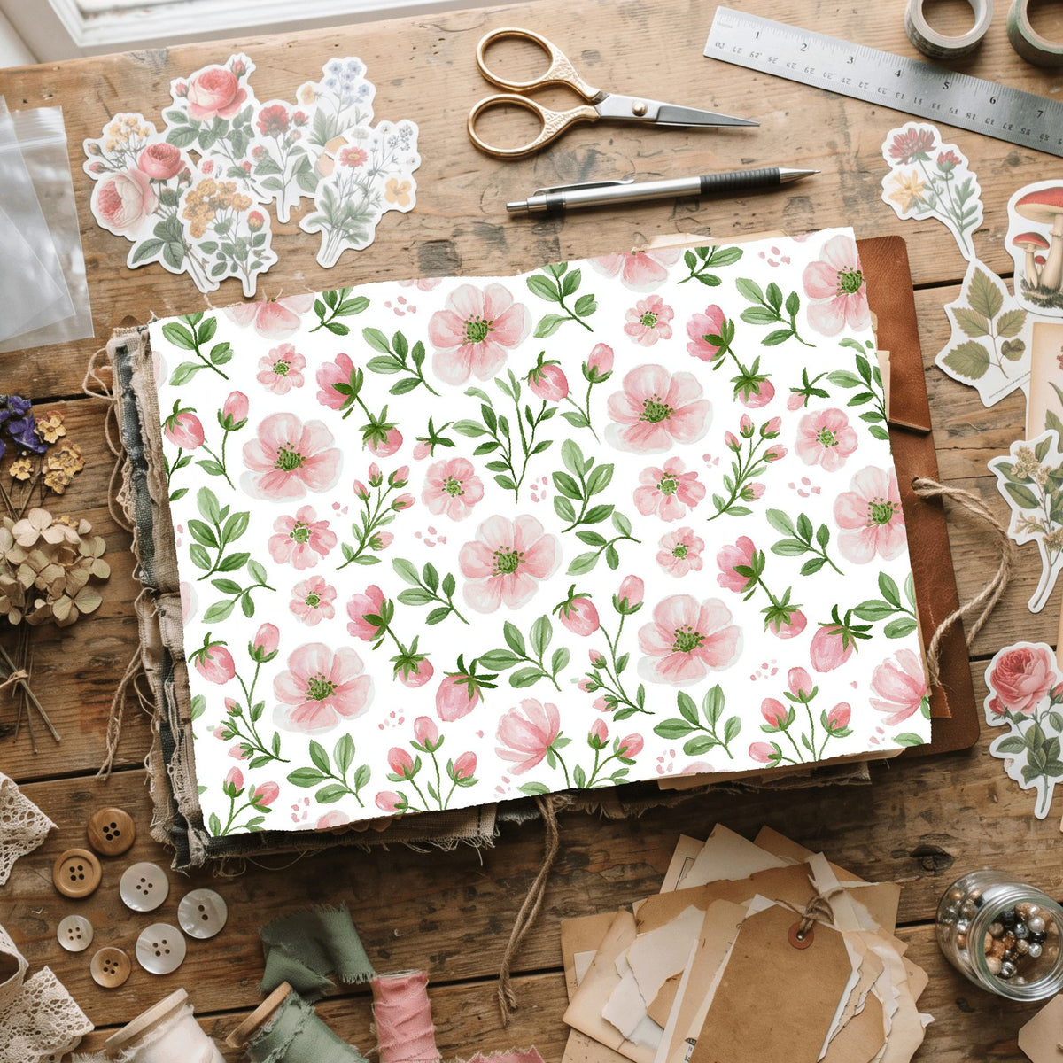 Pastel Pink & Green Watercolor Pattern