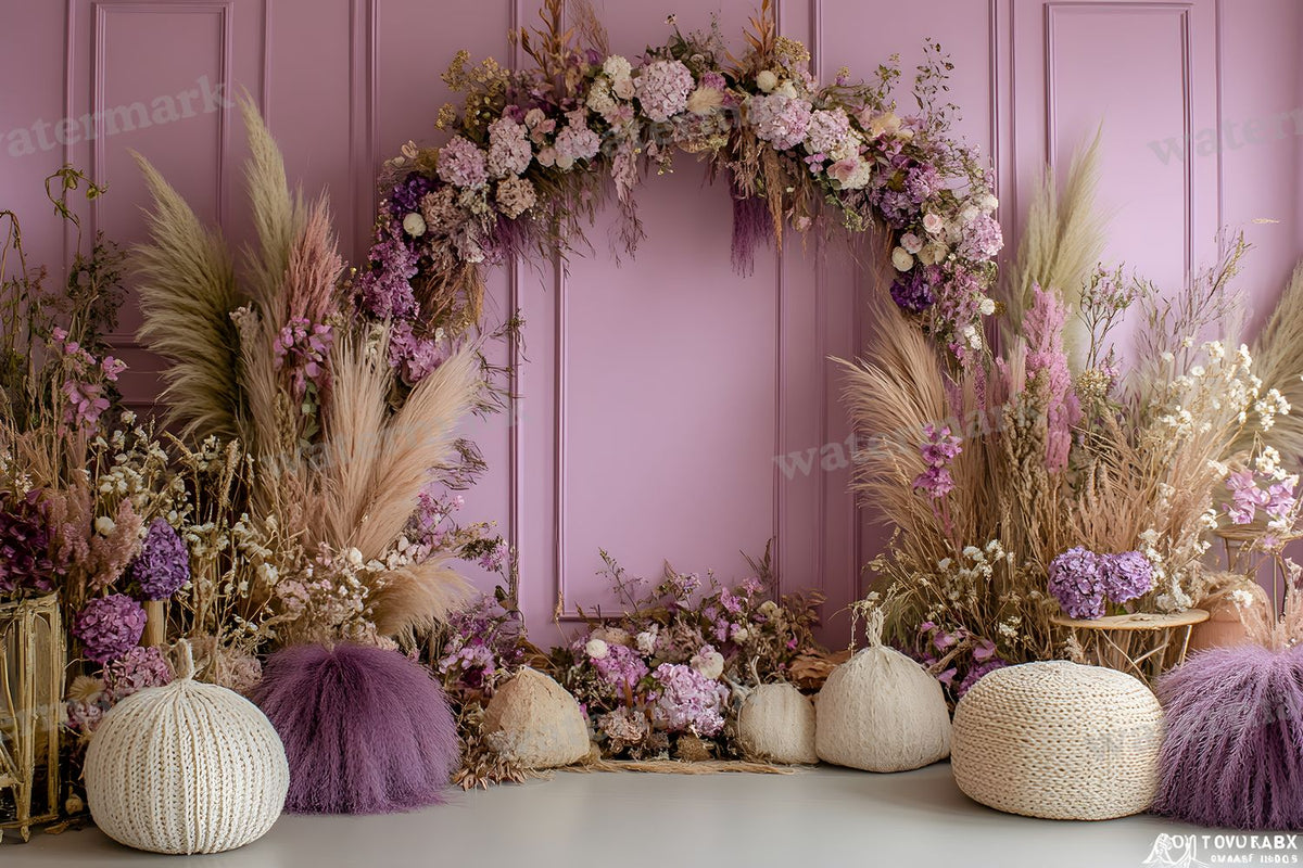 Boho Purple Arch Backdrop Images
