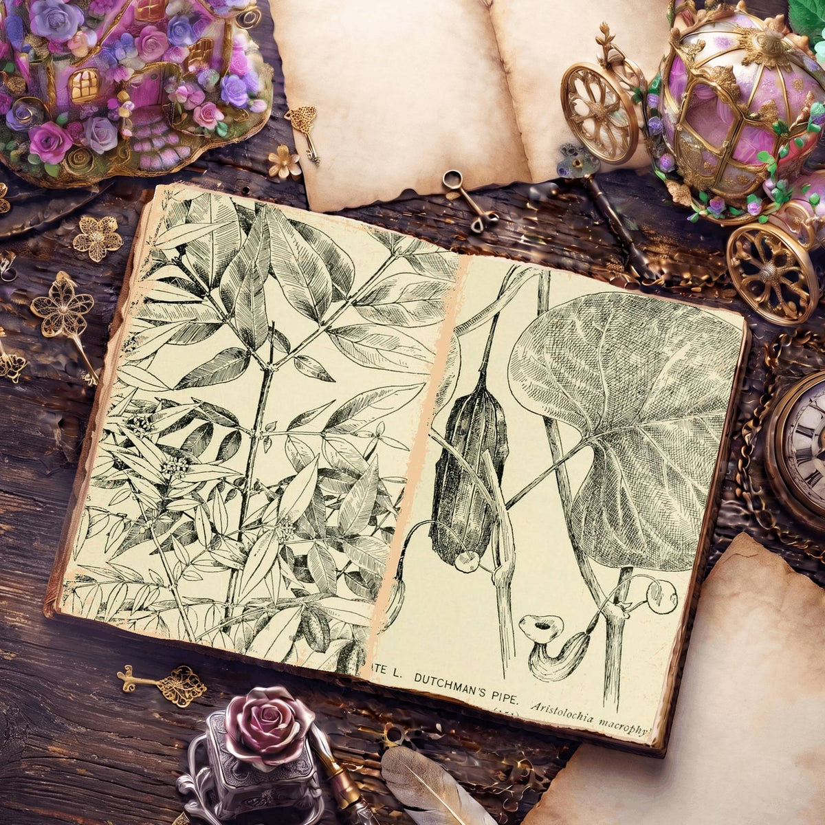 Botanical Sketches Digital Papers