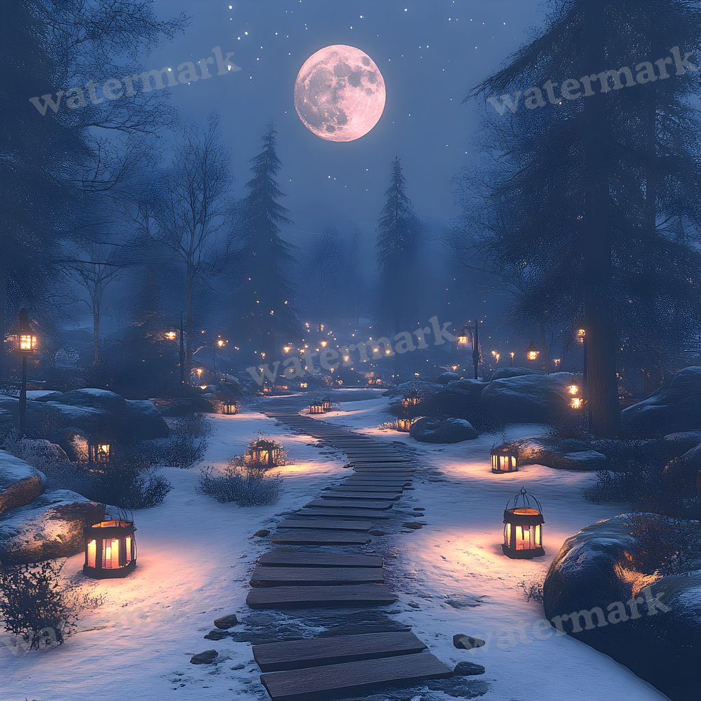 Moonlit Clearing Backdrop Images