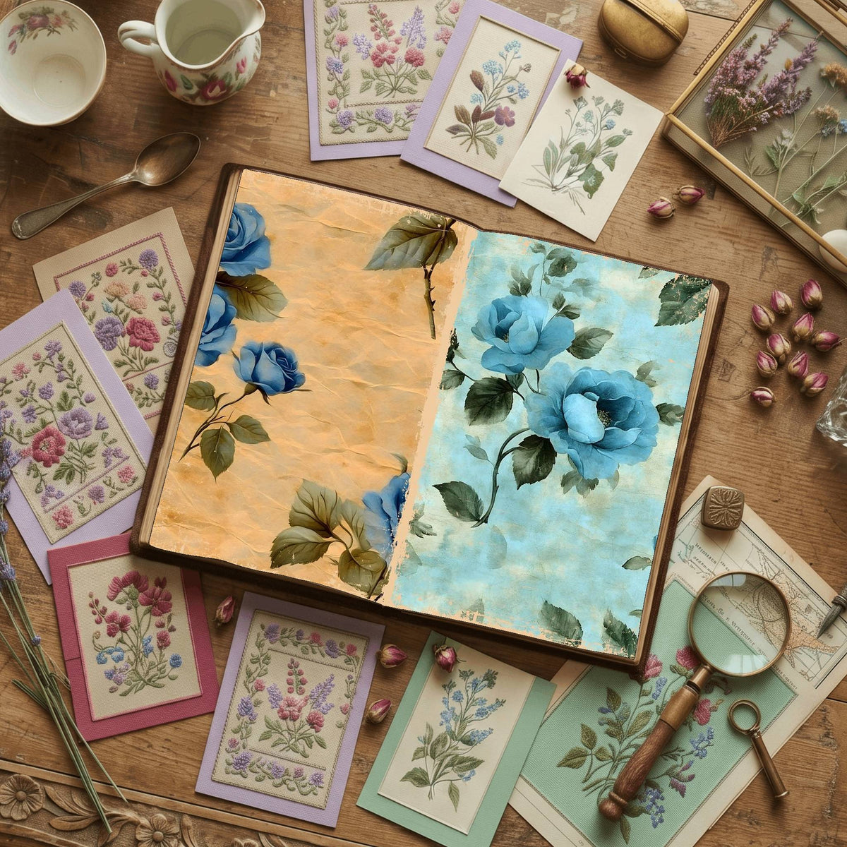 Rose printable junk journal paper, page preview 49