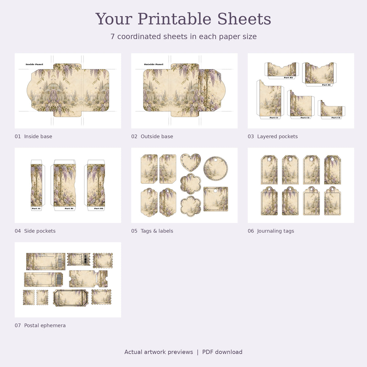 Wisteria & Secret Conservatory - Printable Folio Kit, A4 & US Letter PDF