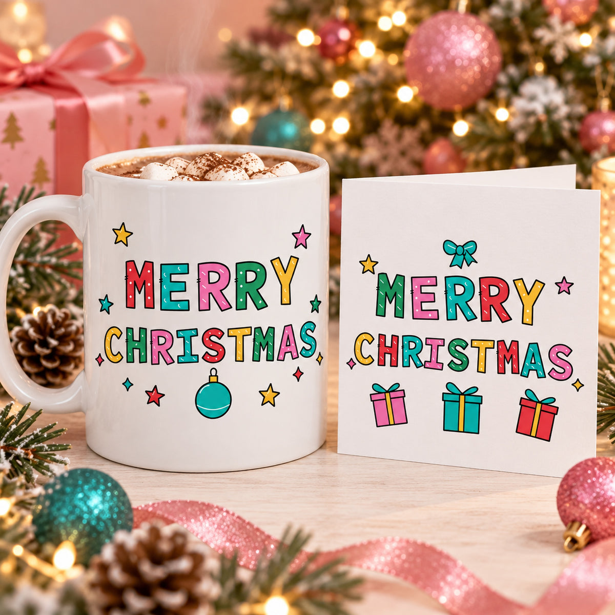 Merry Christmas Doodle SVG + PNG Pack, 12 Vibrant Lettering Designs with Stars and Festive Clipart for Sublimation and Crafts