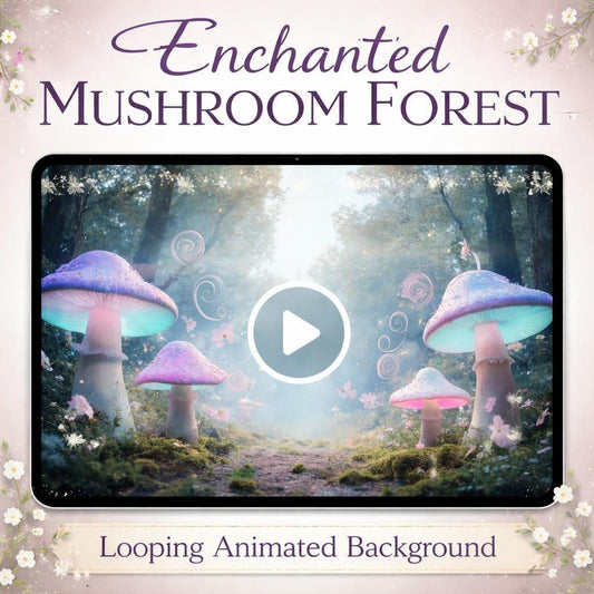 Fantasy Mushroom Forest Background | Seamless Loop Animation, Nature Ambience | Cozy Animated Backdrop, Fantasy Video, Forest Loop