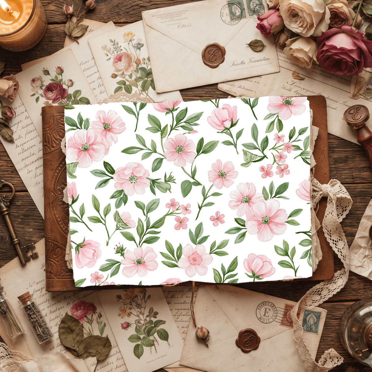 Pastel Pink & Green Watercolor Pattern