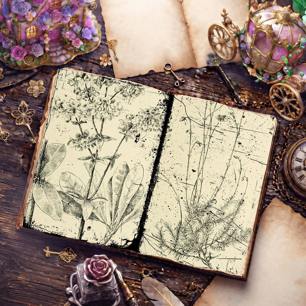 Botanical Sketches Digital Papers