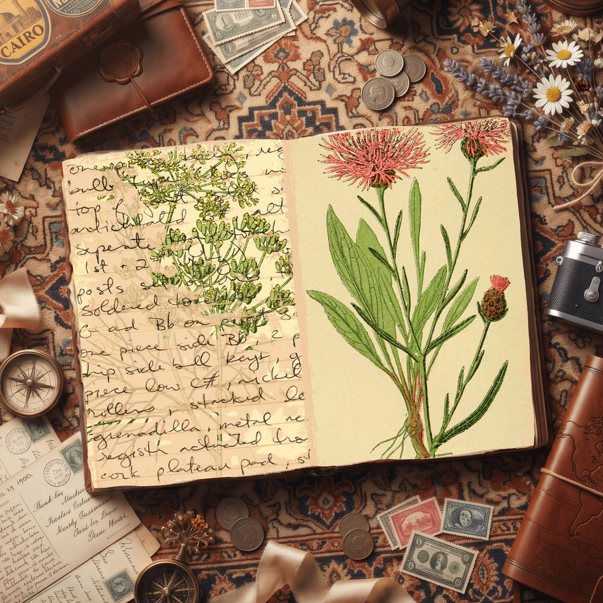 Botanical printable junk journal paper, page preview 50