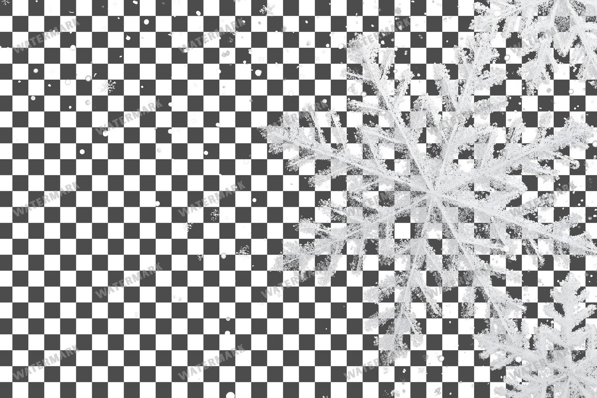 Large Snowflake Single Large Flake PNG overlay on a transparent checkered background, preview 50