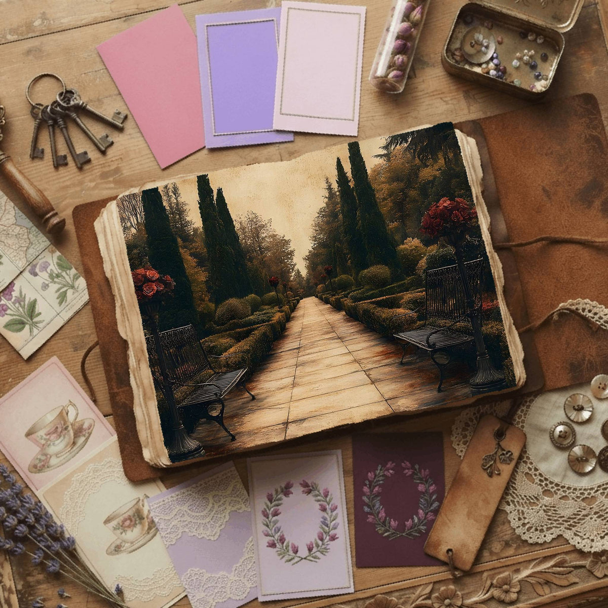 Royal Gardens printable junk journal paper, page preview 50