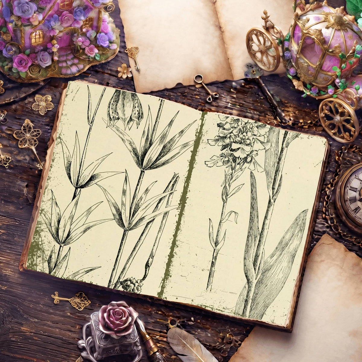 Botanical Sketches Digital Papers