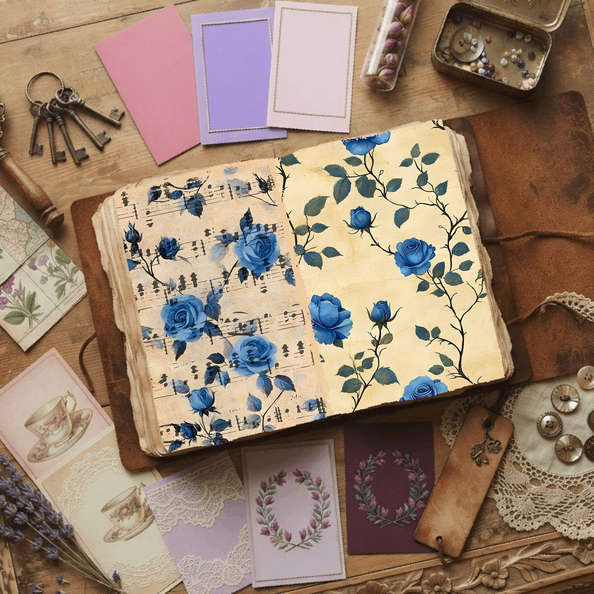 Rose printable junk journal paper, page preview 51