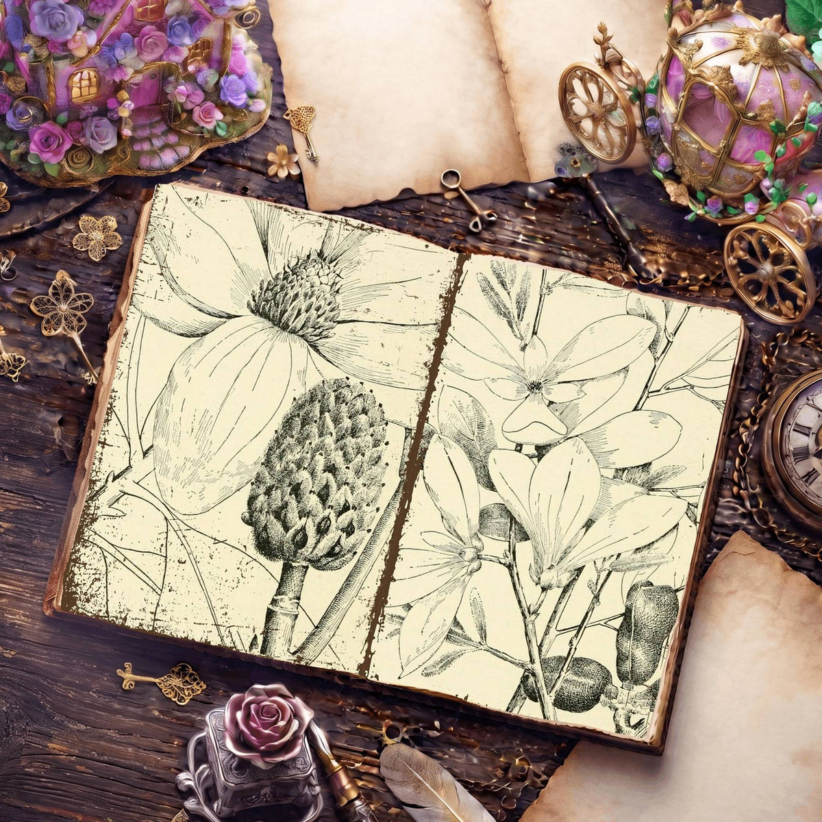 Botanical Sketches Digital Papers