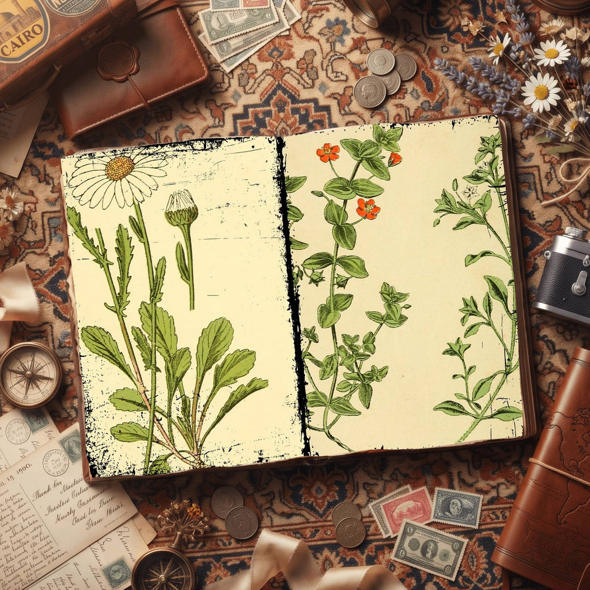 Botanical printable junk journal paper, page preview 52